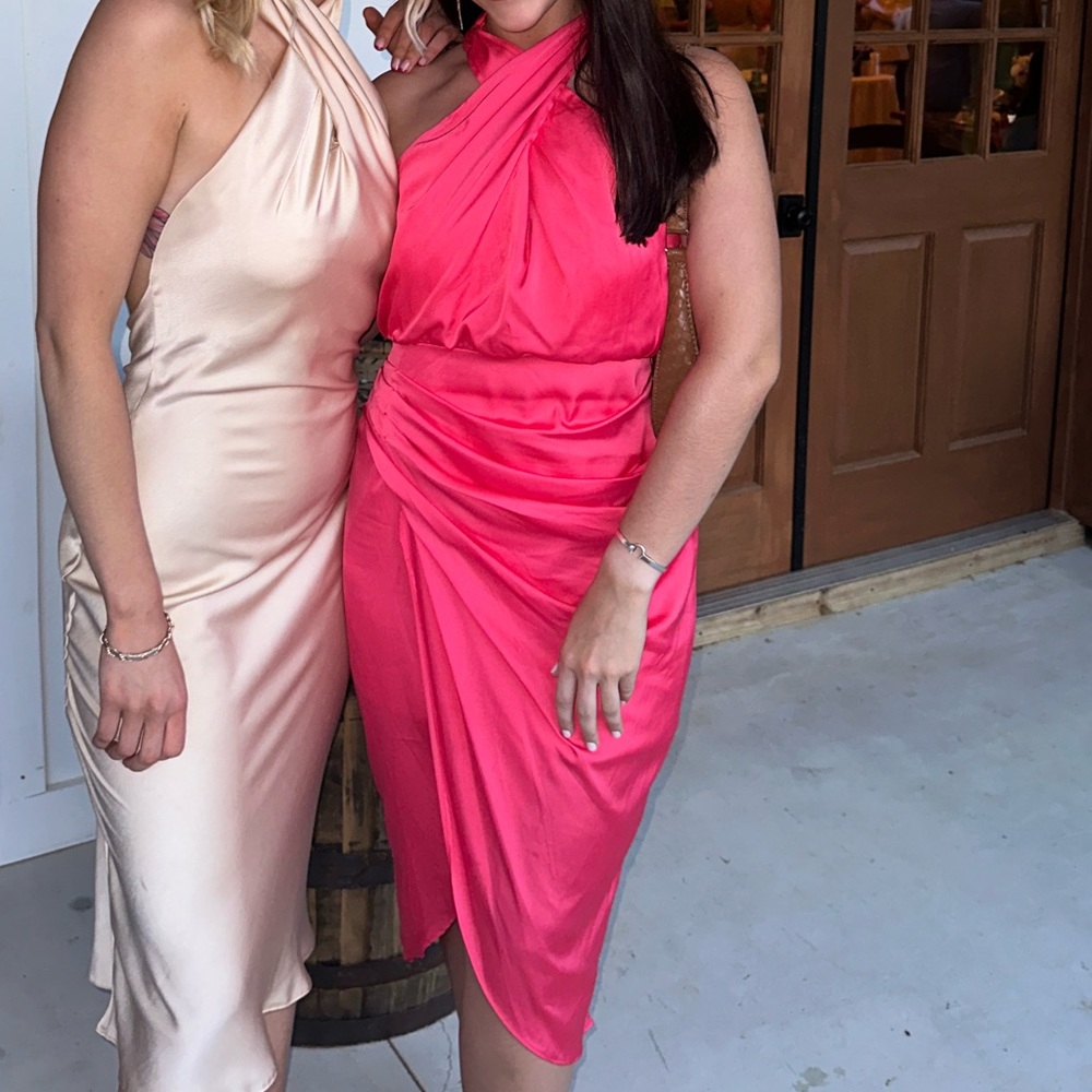 Do+be pink satin cross cross neck dress.